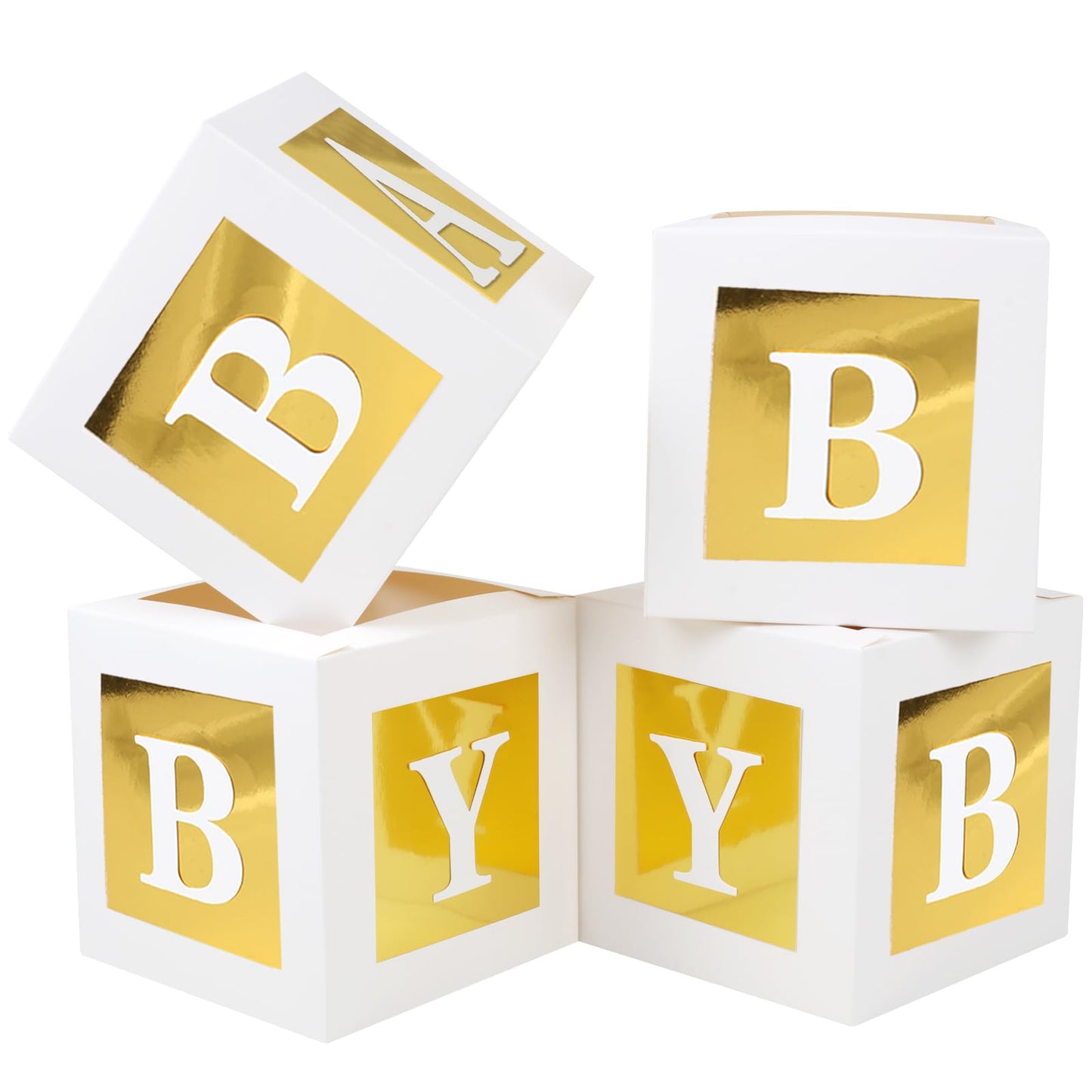 4 Pcs Baby Shower Flower Boxes Centerpieces Decoration Rose Gold Baby Block Floral Holder Centerpiece Baby In Bloom Gender Reveal Birthday Party Decors Table Display Its A Girl Its A Boy