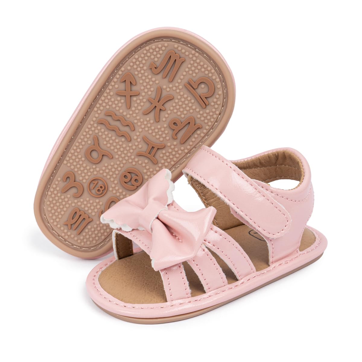 Babelvit Infant Baby Girl Boy Sandals Comfort Premium Summer Outdoor Casual Beach Shoes with Flower Bowknot Anti Slip Rubber Sole Newborn Toddler Prewalker First Walking Shoes