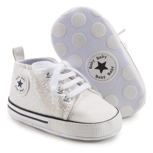 Unisex Baby Girls Boys Canvas High-top Shoes, Newborn Infant Anti-Slip Soft Sole Frist Walking Breathable Sneakers