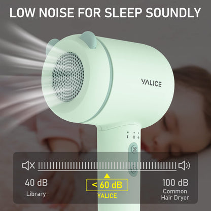 Cordless Baby Hair Dryer for Infant, Low Heat Gentle Air Rechargeable Small Hair Blow Dryer for Baby Butt Skin with 3 Speed Settings, 0-3 Years Using (Khaki)