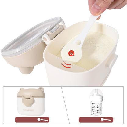 Bebamour Baby Formula Dispenser On The Go, Formula Container to Go, Formula Holder for Travel, Candy Fruit Snack Storage Container with Scoop and Leveller (Black)