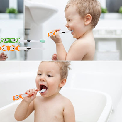 Kids toothbrushes 6 Pack Set Soft Bristles with Suction Cup, Includes Travel Covers, Bear Panda toothbrushes for Kids Boys & Girls, Toddlers &Children Teeth Age 3+
