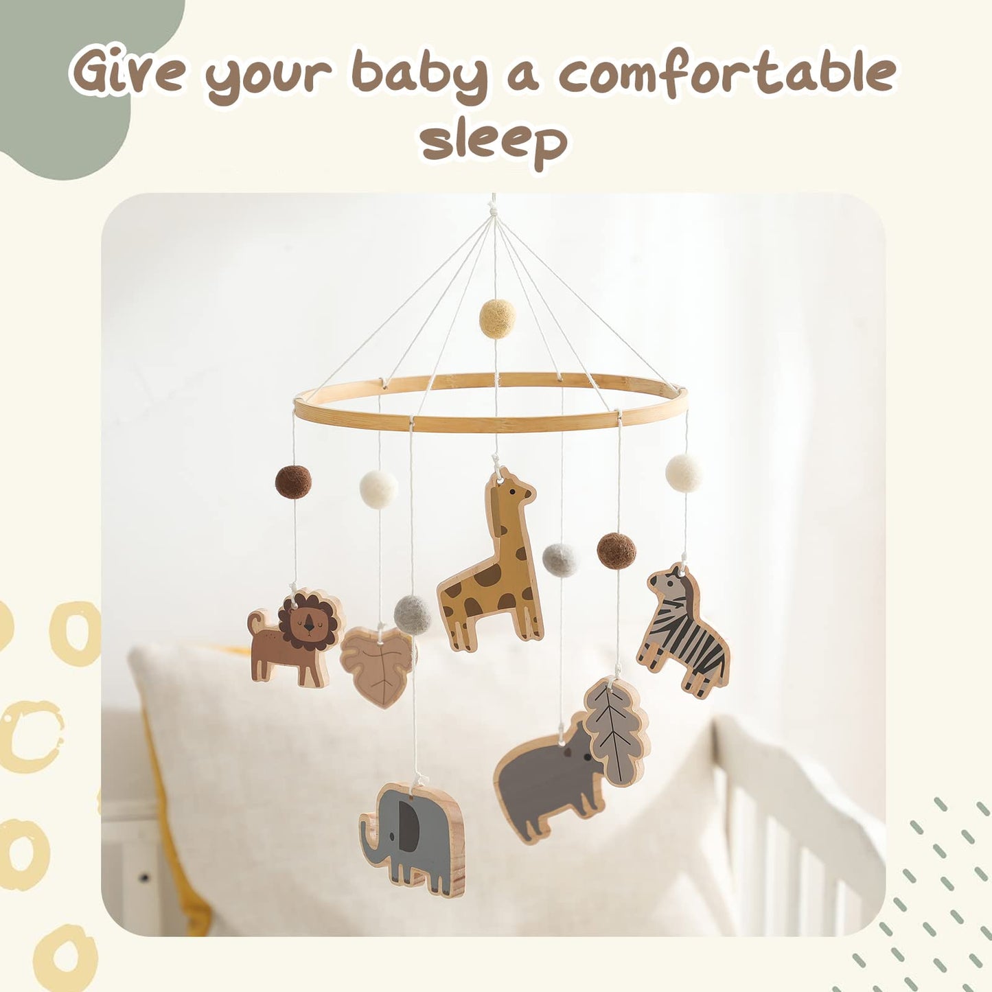 Baby Crib Mobile for Boys Girls| Boho Nursery Mobile| Gender Neutral Hand-Crocheted Mobile| Ceiling Mobile - Stars, Clouds, Moon