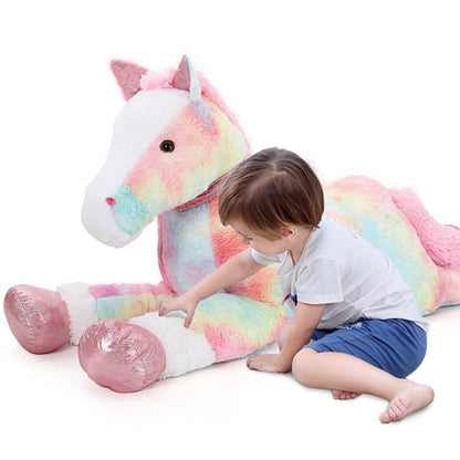 Tezituor 47 Inch Giant Horse Stuffed Animal, 4ft Realistic Chocolate Stuffed Horse Plush Toy, Hugging Soft Horse Pony Plush Pillow for Boys Girls,