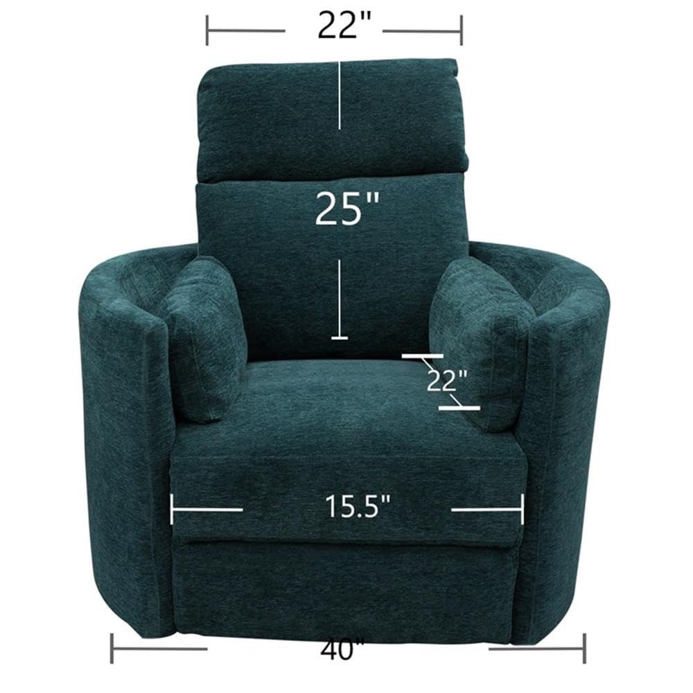 Pemberly Row Contemporary Fabric Swivel Glider Recliner in Ivory