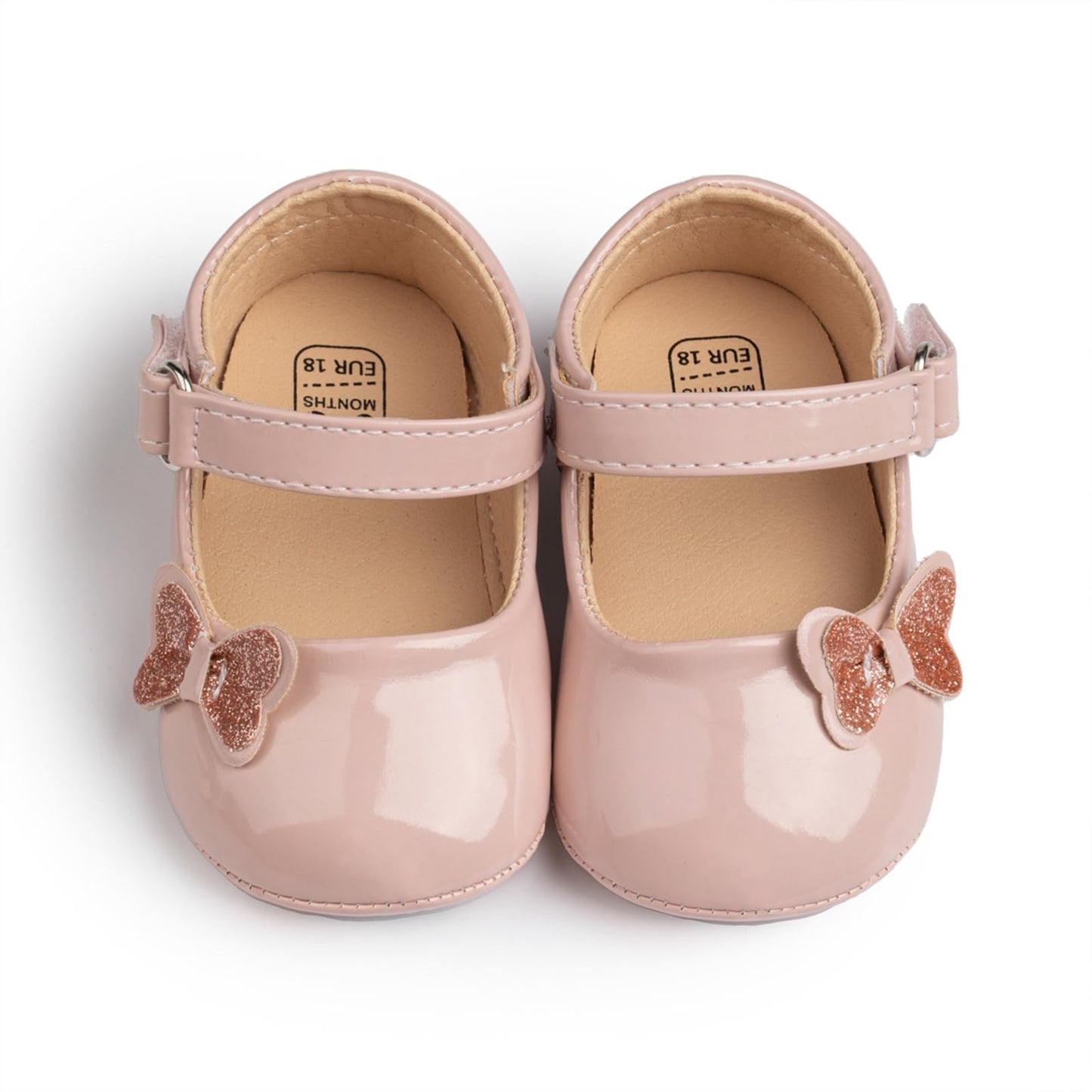 Baby Girl Mary Jane Flats Dress Shoes - Infant Newborn Shoes Anti-Slip Soft PU Leather Party School Wedding Princess Baby Girl Shoes 0-18M