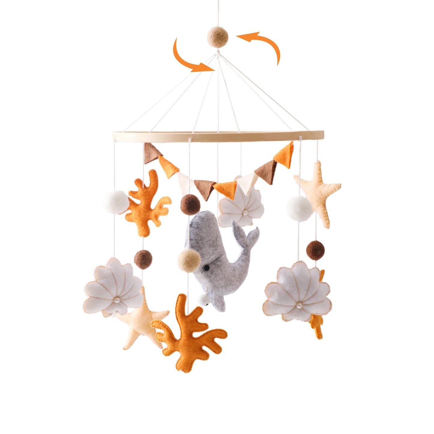 EERKEOD Baby Crib Mobile Bear Nursery Mobile for Boys Girls Teddy Velvet Mobile Nursery Decor for Infant Bedroom Hanging Baby Mobile for Bassinet Newborn Baby Gift（Brown Bear）