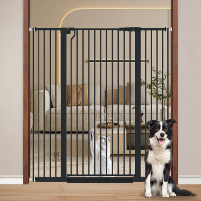 Fairy Baby 51.18" Extra Tall Cat Gate for Doorway, 29.5"-40.5" Extra Wide Pet Gate Dog Barrier Indoor for Cats Dogs, Kid Puppy Dog Gate No Jumping Over & No Climb, Metal Child Safety Proof Gate, Black