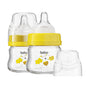 YOHKOH Glass Baby Bottles with Slow Flow Nipple, Newborn Anti-Colic Baby Bottles for 0+ Months, Wide Neck Feeding Bottle, Clear (Red, 2.7oz (Pack of 2))