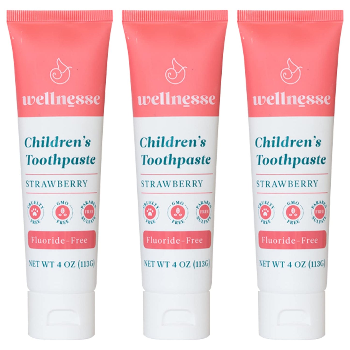 Wellnesse Kids Hydroxyapatite Toothpaste with Xylitol - Fluoride Free Toddler & Children's Natural Toothpaste, Freshens Breath, Sensory-Friendly Oral Care, Vegan, Strawberry Flavor, 4 oz (Pack of 1)