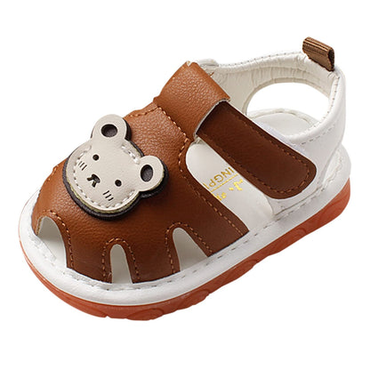 Childrens Bear Leather Foam Sandals Baby Boys Girls Hook Loop Flat Wide Barefoot Shoes Summer Outdoor Casual Water Shoes