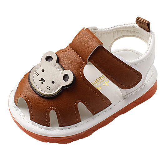 Childrens Bear Leather Foam Sandals Baby Boys Girls Hook Loop Flat Wide Barefoot Shoes Summer Outdoor Casual Water Shoes