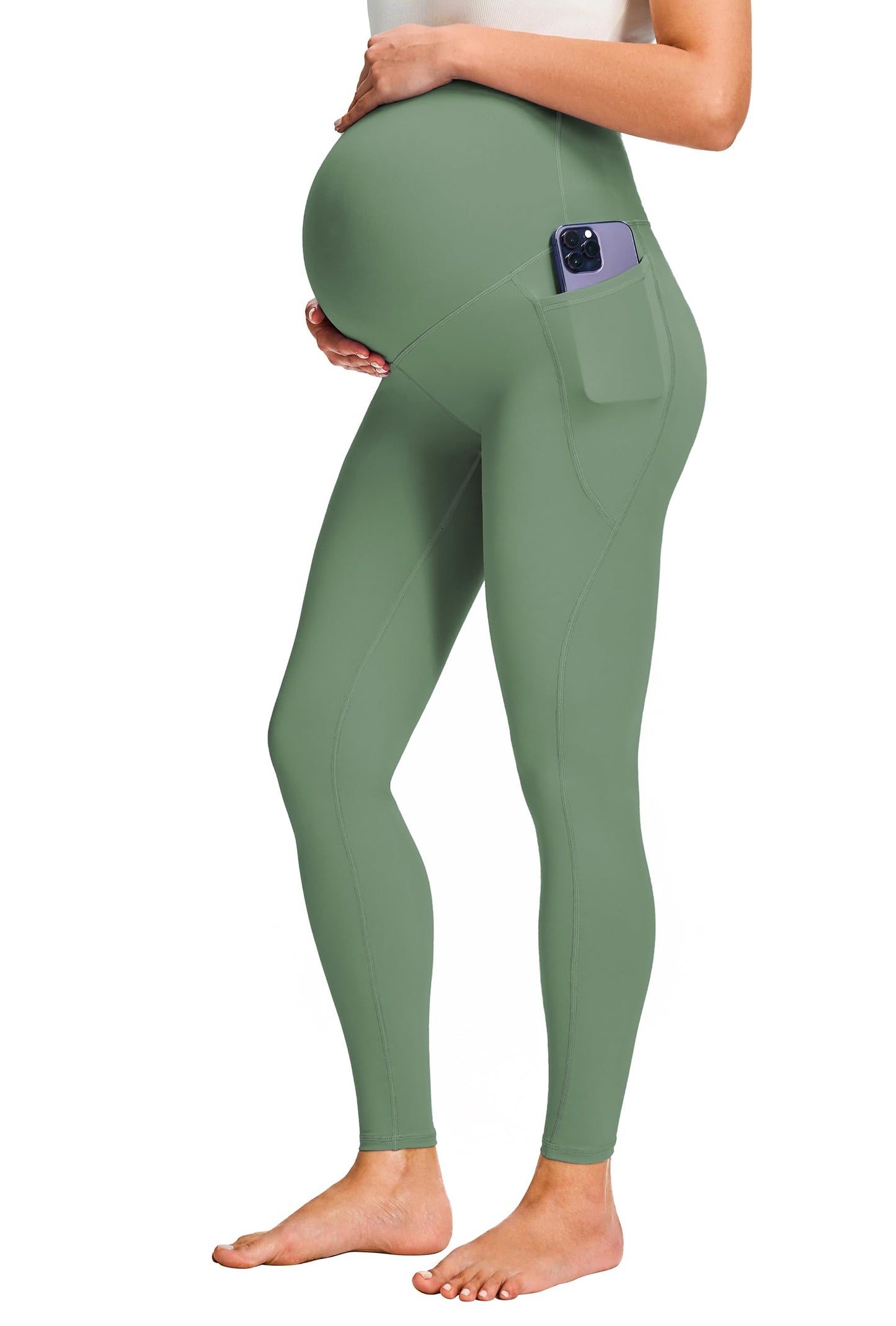 JOYSPELS Smooth Feeling Maternity Leggings Over The Belly with Pockets Workout Pregnancy Leggings