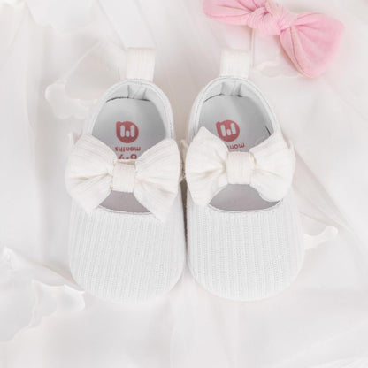 Meckior Newborn Baby Girls Dress Shoes Infant Bowknot Soft Sole Mary Jane Moccasins Baptism Christening Crib Shoes Wedding Princess Flats