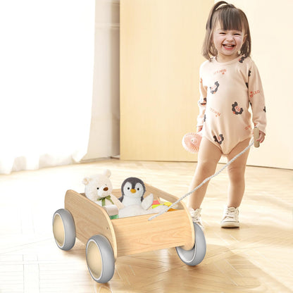 Wooden Baby Walker, Push and Pull Learning Walk Toys for Infants to Toddler, Walker with Wheels for Boys Girls, Gift for Birthday Christmas, Pink