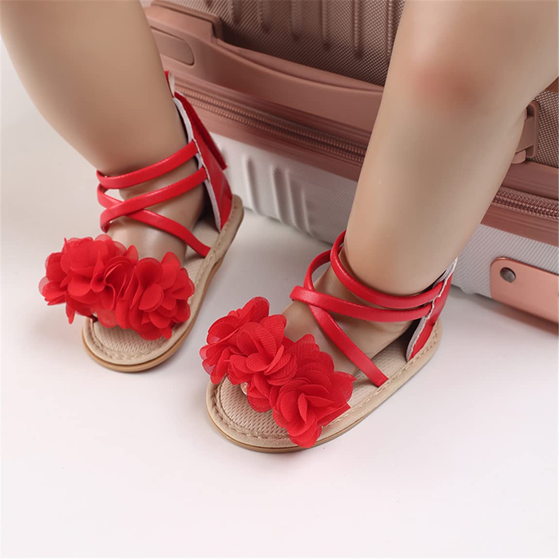 COSANKIM Baby Girl Sandals Rubber Sole Summer Outdoor Infant First Walker Crib Dress Shoes Baby Sandals