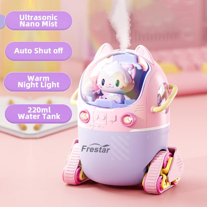 Mini USB Humidifier 220ml with LED Night Light, Small Cute Humidifier Bulit in Adorable Doll for Kids, Plant, Bedroom, Office, Desk, Babies Room, No Battery(Green-Huhu)