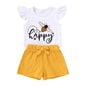 YOUNGER TREE Toddler Baby Girls Clothes Sunflower T-shirt + Bowknot Shorts with Cute Summer Girl Clothes Set
