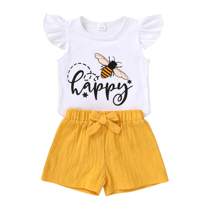 YOUNGER TREE Toddler Baby Girls Clothes Sunflower T-shirt + Bowknot Shorts with Cute Summer Girl Clothes Set