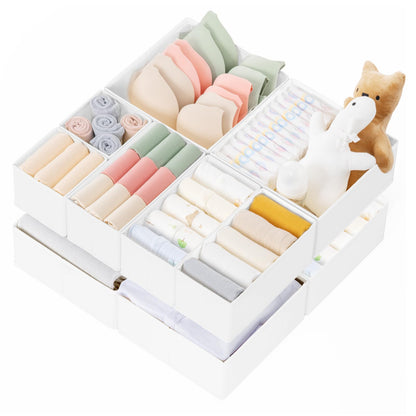 Criusia Drawer Organizer Clothes, 10 Pack Dresser Organizer for Baby Clothes, Underwear, Sock- Foldable Closet Organization and Storage Dividers Bins for Nursery, Bedroom (Beige)