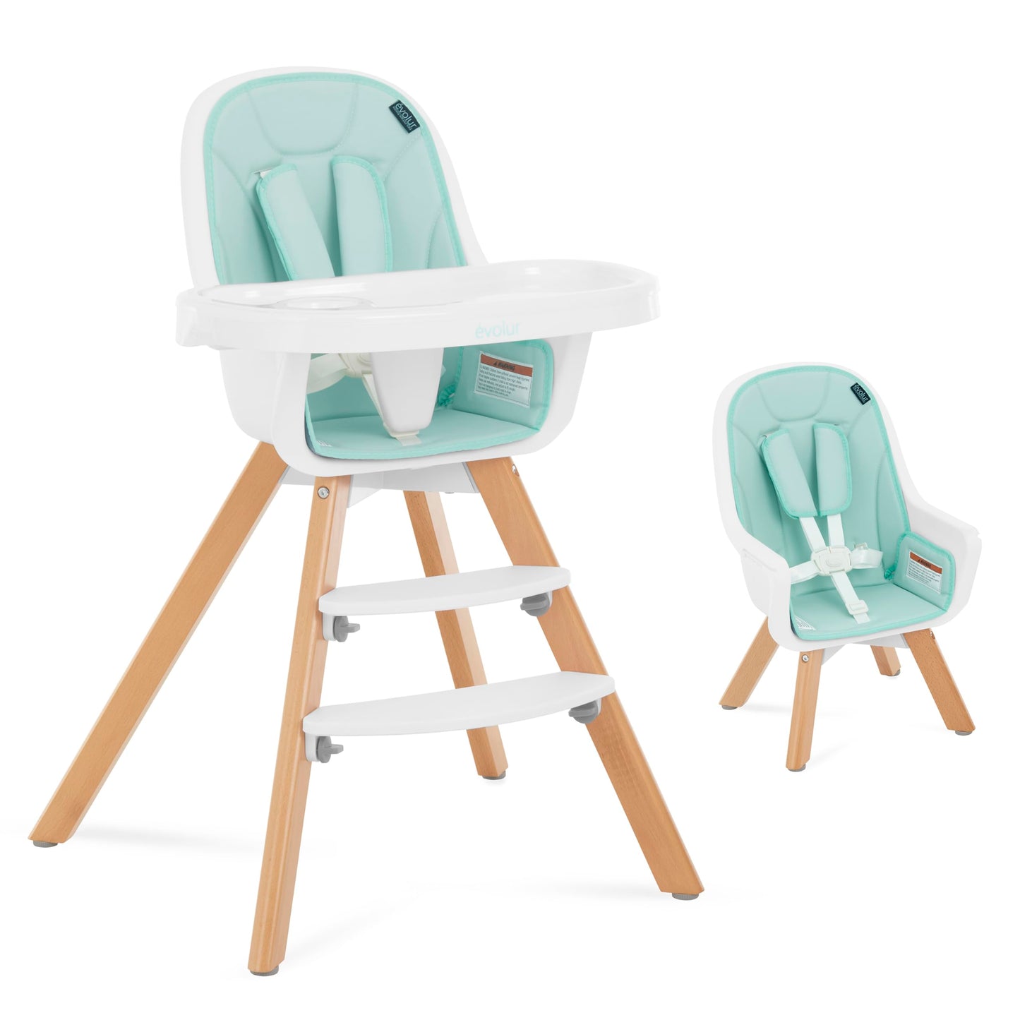 Evolur Zoodle 2 in 1 Convertible Baby High Chair in Light Gray