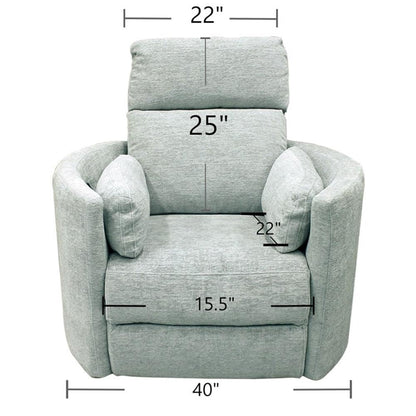 Pemberly Row Contemporary Fabric Swivel Glider Recliner in Ivory