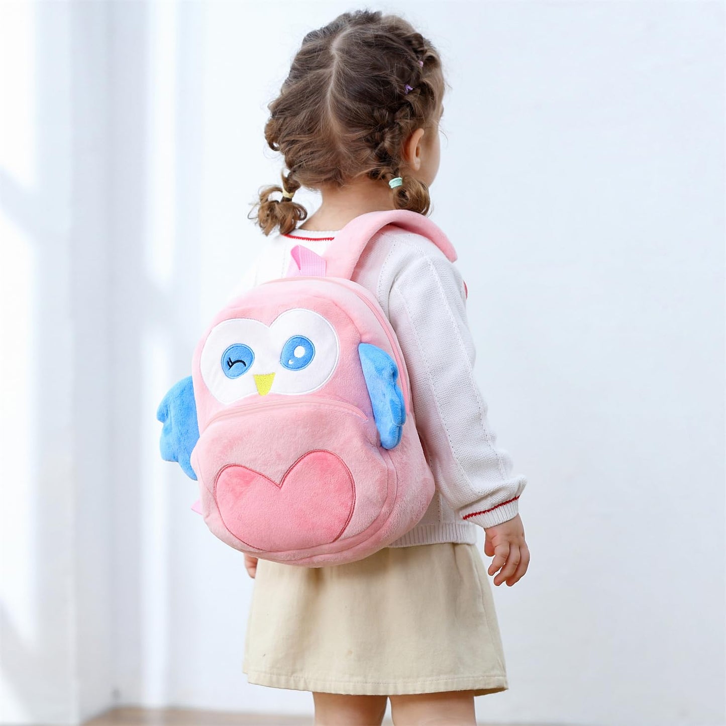 Cute Plush Toddler Backpacks Mini Brown Owl Backpack for Kids Real Littles Backpack for Boy Girl