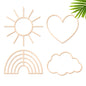 Kathfly4 Pieces Boho Nursery Cloud Star Wall Decor Wooden Babyroom Moon Rattan Wall Decor Wooden Rainbow for Children Baby Kids Boys Girls Bedroom Nursery Pendant(Cloud Moon Star)