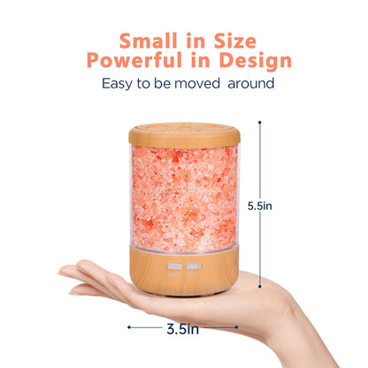 Essential Oil Diffuser Aromatherapy Diffuser - Himalayan Pink Salt Crystal Diffusers for Essential Oils with 7 Color Lights 2 Mist Mode, Reduce Noise Design for Baby Room, Yellow
