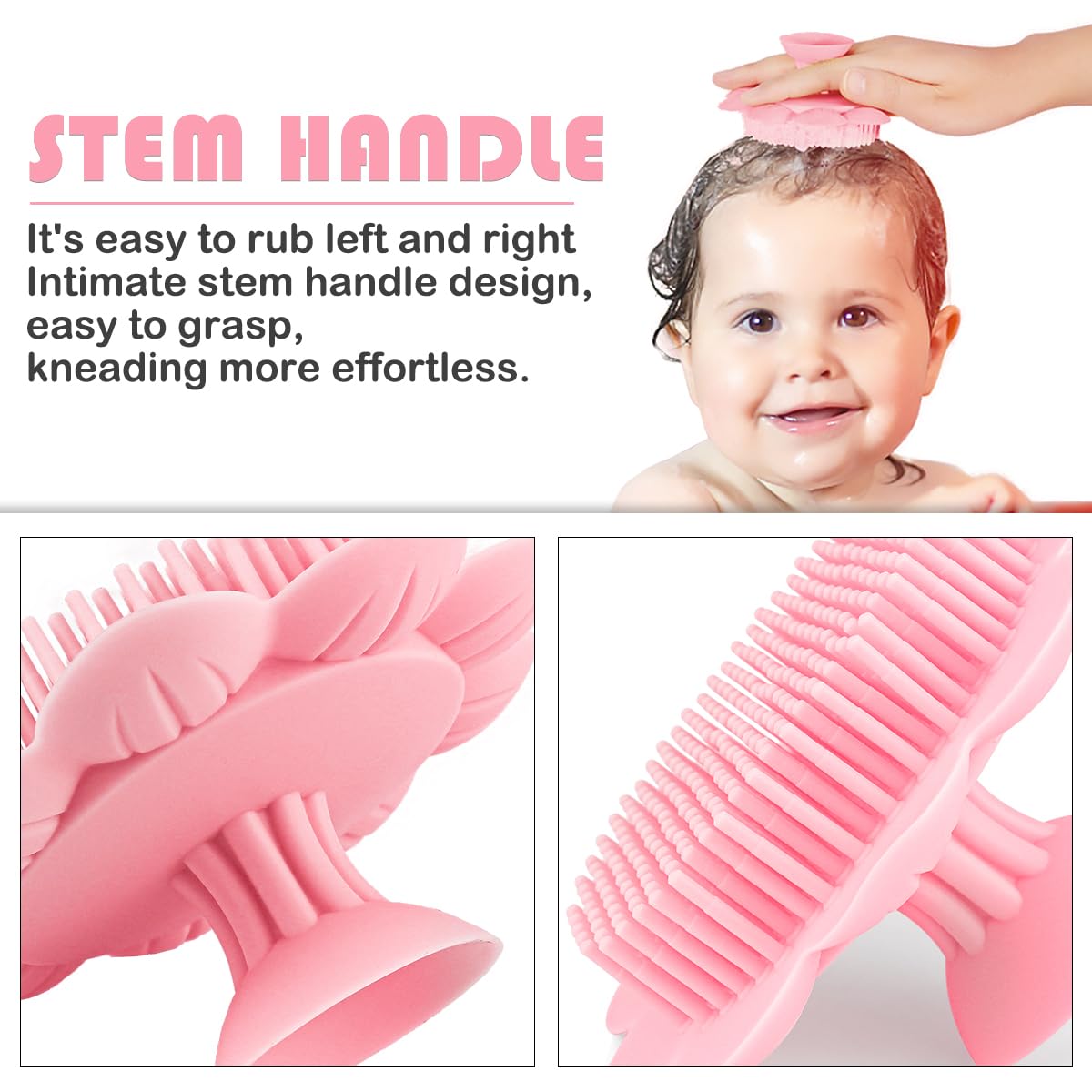 Baby Hair Scalp Massage Shampoo Brush with Soft Baby Bath Brush Silicone Massage Brush for All Hair Kid Newborn Toddler（）