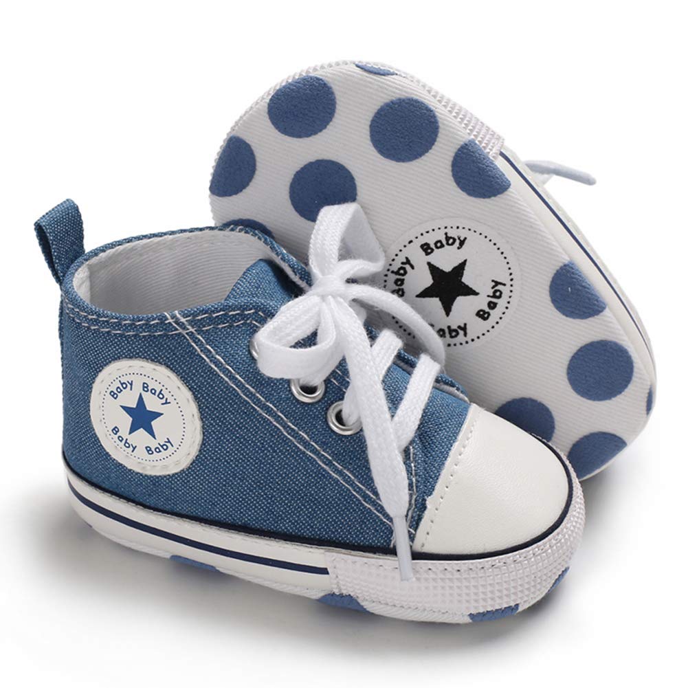 Unisex Baby Girls Boys Canvas High-top Shoes, Newborn Infant Anti-Slip Soft Sole Frist Walking Breathable Sneakers