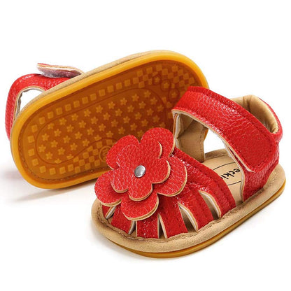 Meckior Baby Toddler Infant Girls PU Leather Soft Open Toe Summer Sandals Flower Princess Flat Shoes