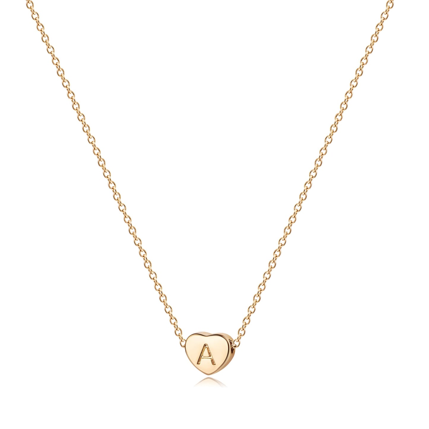 Tiny Gold Initial Heart Necklace-14K Gold Plated Handmade Dainty Letter Heart Necklace for Women Necklace Jewelry