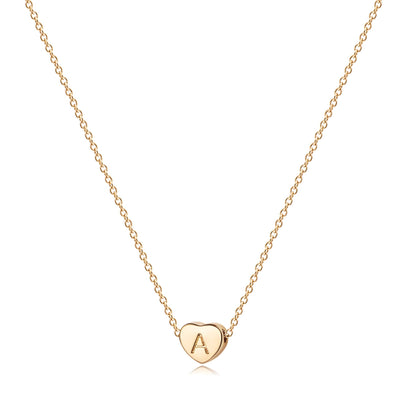 Tiny Gold Initial Heart Necklace-14K Gold Plated Handmade Dainty Letter Heart Necklace for Women Necklace Jewelry