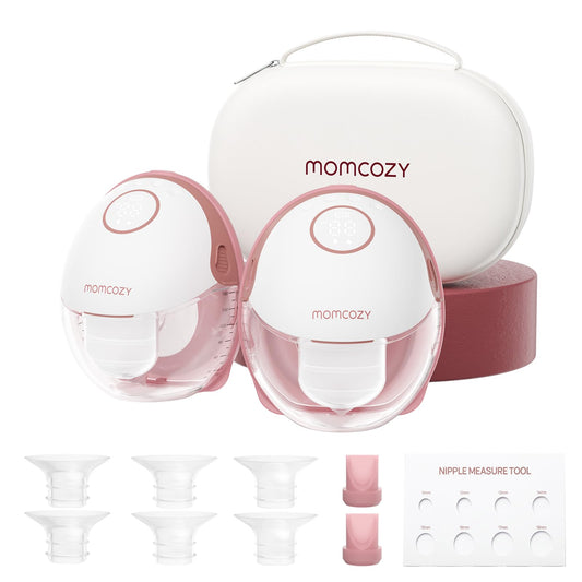 Momcozy Breast Pump Hands Free Mobile Style | M6, Wearable Breastfeeding Pump Ideal Rhythm for More Milk, DoubleFit Flange More Fit & Discreet with 3 Modes & 9 Levels, 24mm - 2 Pack Cozy Red