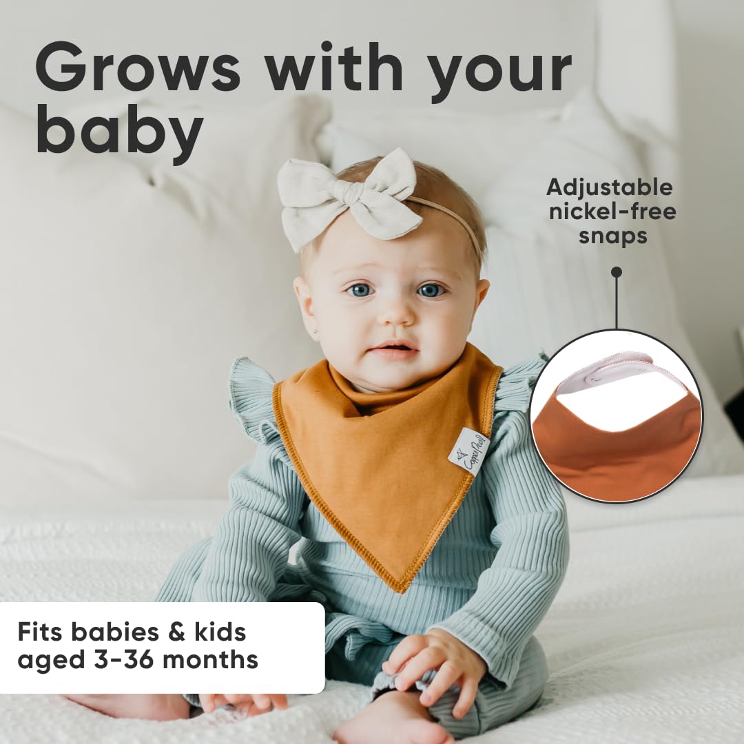 Copper Pearl 4 Pack Soft Cotton Baby Bibs for Drooling and Teething, Absorbent Drool Bibs for Baby Girl and Boy, Adjustable to Fit Newborns to Toddlers, Tons of Styles (Ferra)