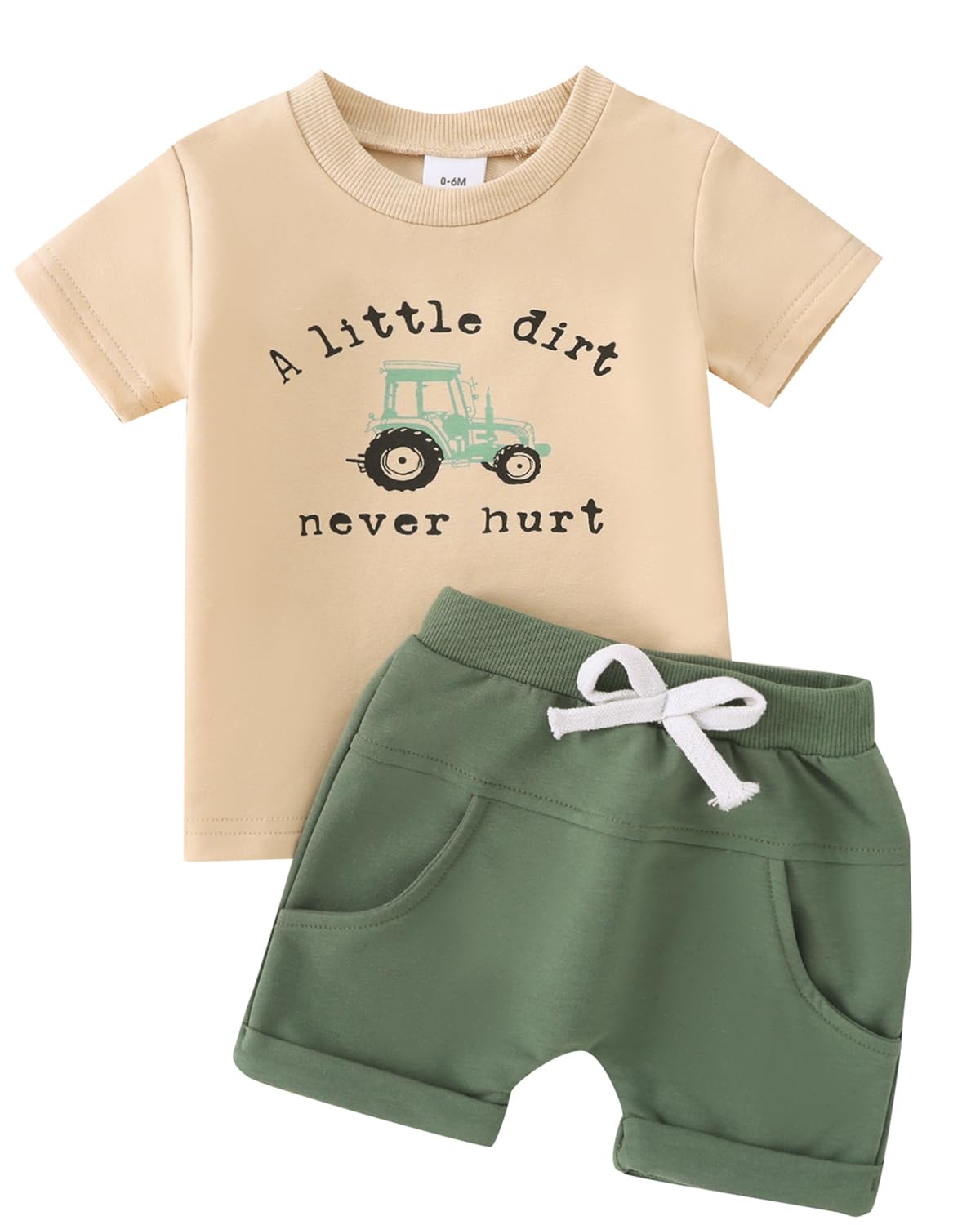 Yvowming Toddler Baby Boy Clothes Kids Summer Truck Print T Shirt Short Set with Pockets 0-4T
