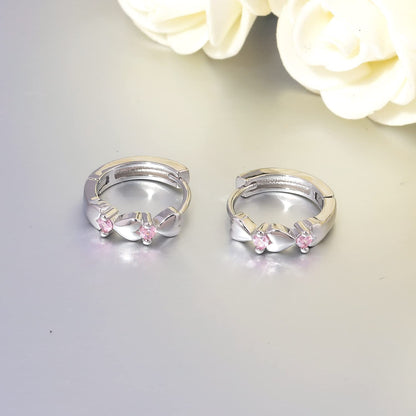 CiNily 14K White Gold Plated Small Hoop Earrings for Women Girls Heart Cubic Zirconia Hypoallergenic Earrings