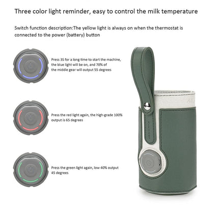Bottle Warmer Bag 3 Temperature Adjustable Portable Baby Bottle Warmer for Connecting to Mobile Power