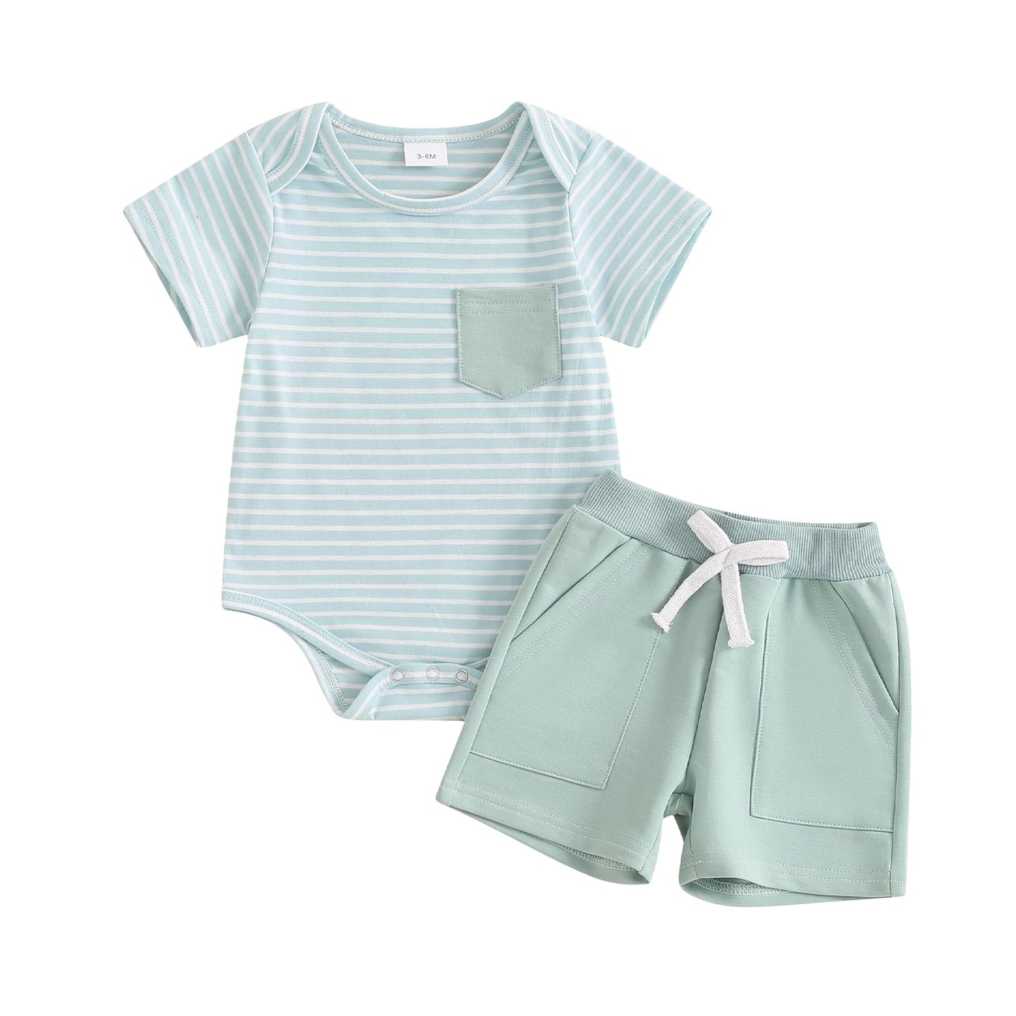 Newborn Baby Boy Girl Clothes 3 6 9 12 18 Months Ribbed Knit Short Sleeve Romper Shorts Set Infant Summer Outfits