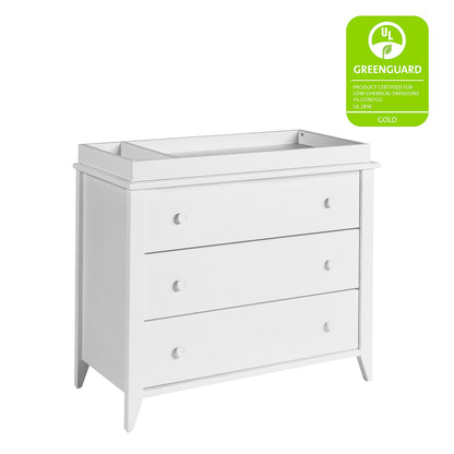 Babyletto Sprout 3-Drawer Changer Dresser with Removable Changing Tray in Washed Natural and White, Greenguard Gold Certified
