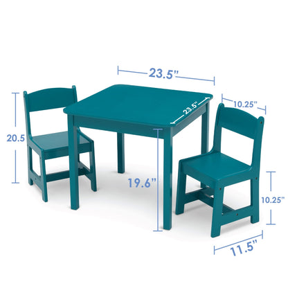 Delta Children MySize Kids Wood Table and Chair Set (2 Chairs Included) - Ideal for Arts & Crafts, Snack Time, & More - Greenguard Gold Certified, Bianca White, 3 Piece Set