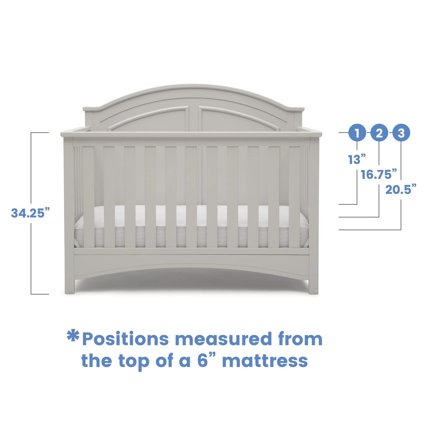 Delta Children Perry 6-in-1 Convertible Crib - Greenguard Gold Certified, Bianca White