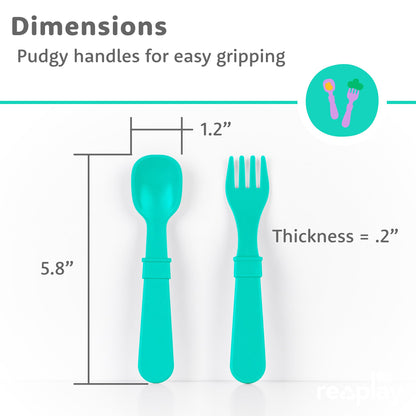 Re-Play Toddler Forks and Spoons Set - 4x4 Utensils Set for Kids - Dishwasher and Microwave Safe - Made in USA - Pack of 8-5.8" x 1.2" x 0.2" - Princess