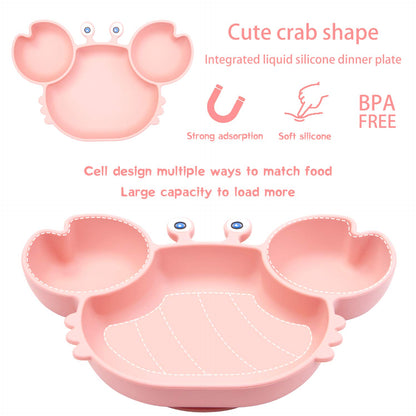 Silicone Suction Plate for Toddlers - Self Feeding Training Divided Plate Dish and Bowl for Baby and Toddler, Fits for Most Highchairs Trays, BPA Free Microwave Dishwasher Safe