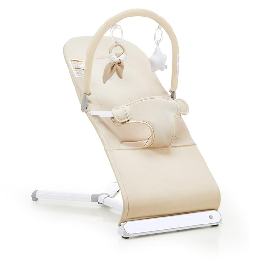 Lilian&Gema Baby Bouncer, Height-Adjustable Infant Bouncer Seat for Babies 0-6 Months, Newborn Bouncer with Soothing Music&Carry Bag, No Assembly