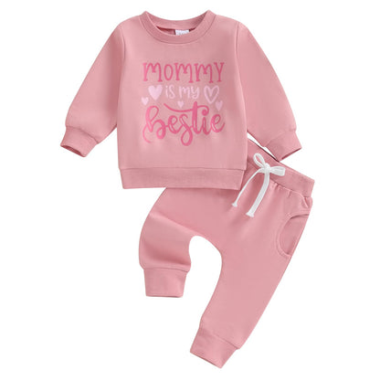 Kaipiclos Toddler Baby Girl Fall Winter Outfit Mamas Girl Long Sleeve Pullover Sweatshirts Jumper Pants Clothes Set