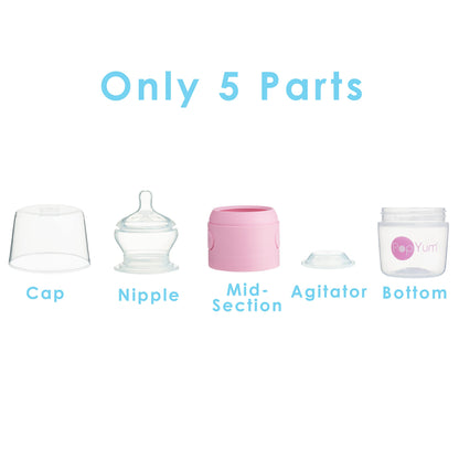 PopYum 9 oz Orange Anti-Colic Formula Making/Mixing/Dispenser Baby Bottle with #2 Medium Flow Nipple, 260 ml, BPA-Free, Natural Latch
