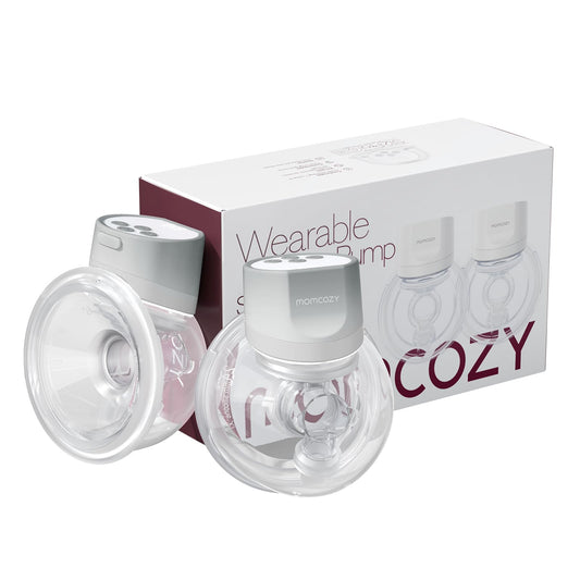 Momcozy Hands-Free Breast Pump S12 Pro, Wearable & Portable Pump with Soft DoubleFit Flange, 3 Modes | 9 Levels Double Electric Pump, Smart Display, 24mm, 2 Pack, Cozy White