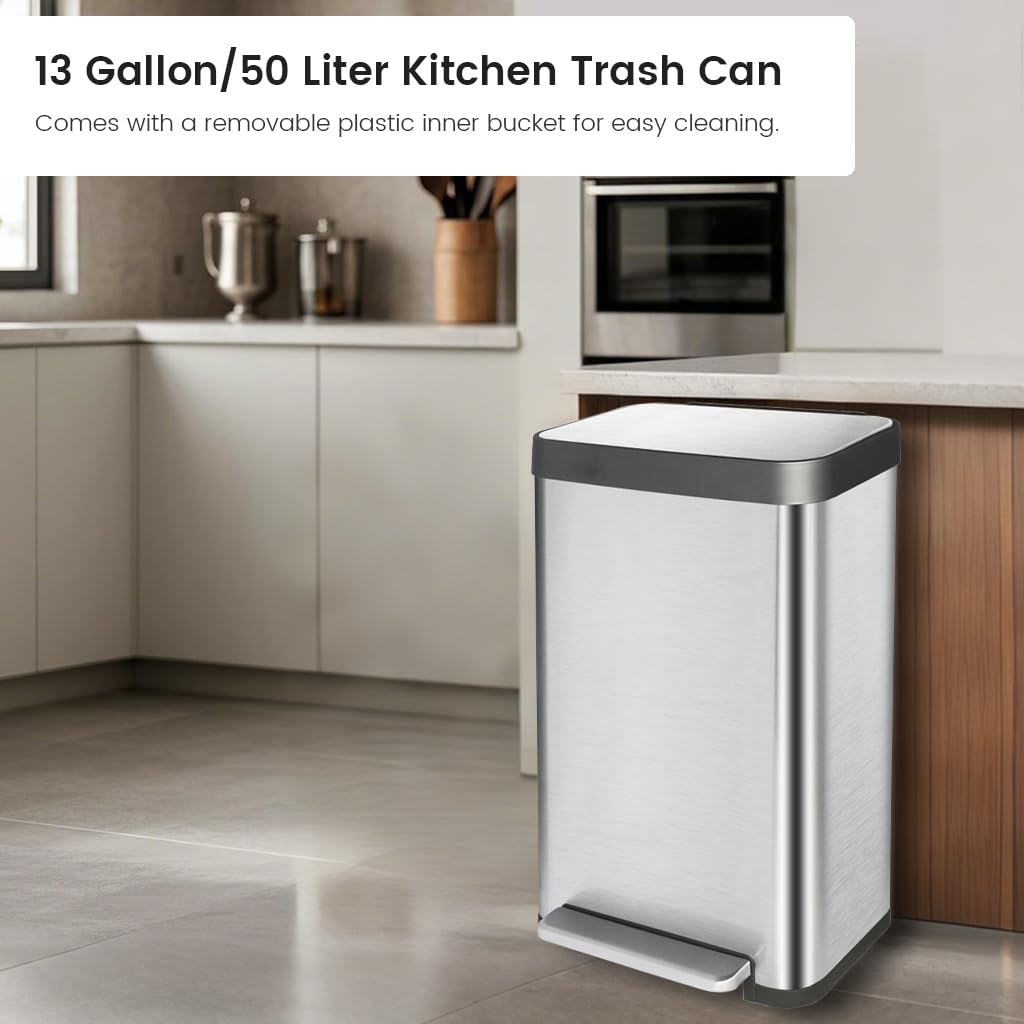 Diaper Pail, Baby Diaper Trash Can with Removal Inner Liner, Childproof Lock, Stainless Steel Garbage Pail with lid, Soft Close, Odor Control Diaper Disposal Bin, 4 Gallon Pink Diaper Can
